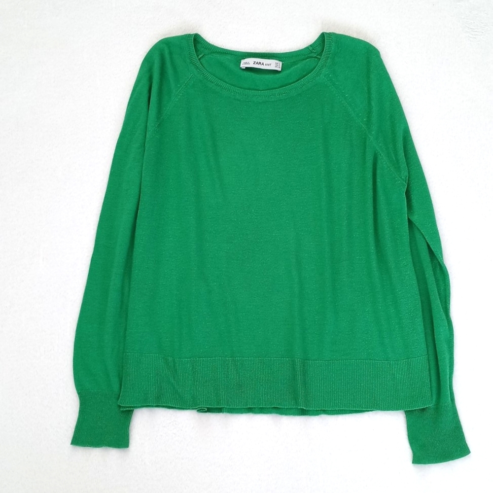 Zara Women’s Lime Green Soft Knit Long Sleeve Lightweight Knit Sweater S